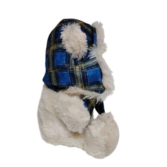 🎄 ❄️Plush Winter Teddy Bear 🧸 Blue Plaid Hat & Scarf ✨ 8" Holiday Decor - Picture 4 of 10
